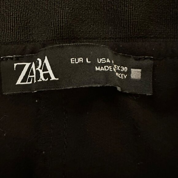 Zara Black Soft Ankle Flat Front‎ Pockets Business Casual Pants Size Large - Picture 14 of 16